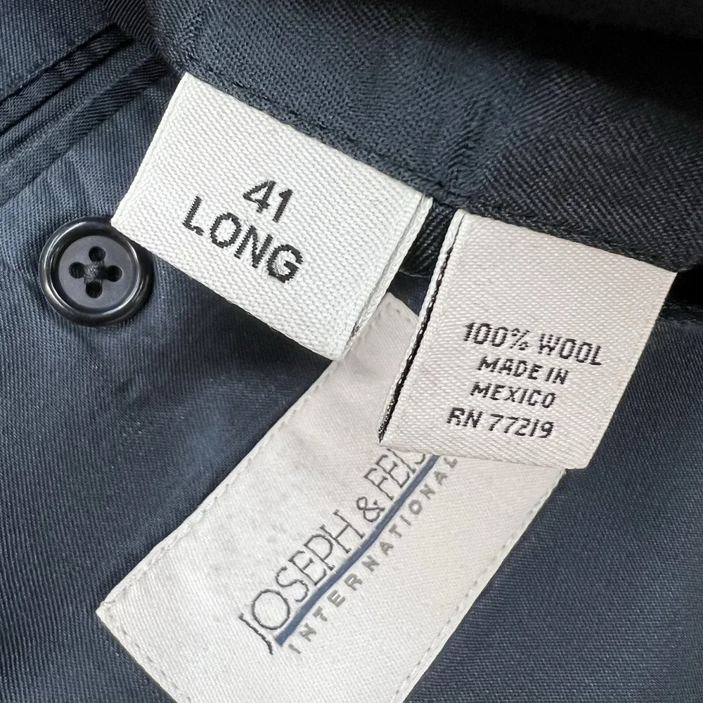 Joseph & Feiss Blazer Mens‎ 41L Long Classic Fit Wool Dark Navy Golden Buttons - Picture 9 of 11